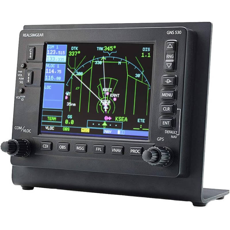 RealSimGear GNS530: Ultra-realistic GPS navigation for flight simulators. Replicates Garmin 530 with tactile buttons and functional knobs. Enhance your training and immersion with virtual ATC like PilotEdge or VatSIM. 5-inch LCD screen displays simulator's Garmin 530 pop-out. Prepare for real-world lessons.
