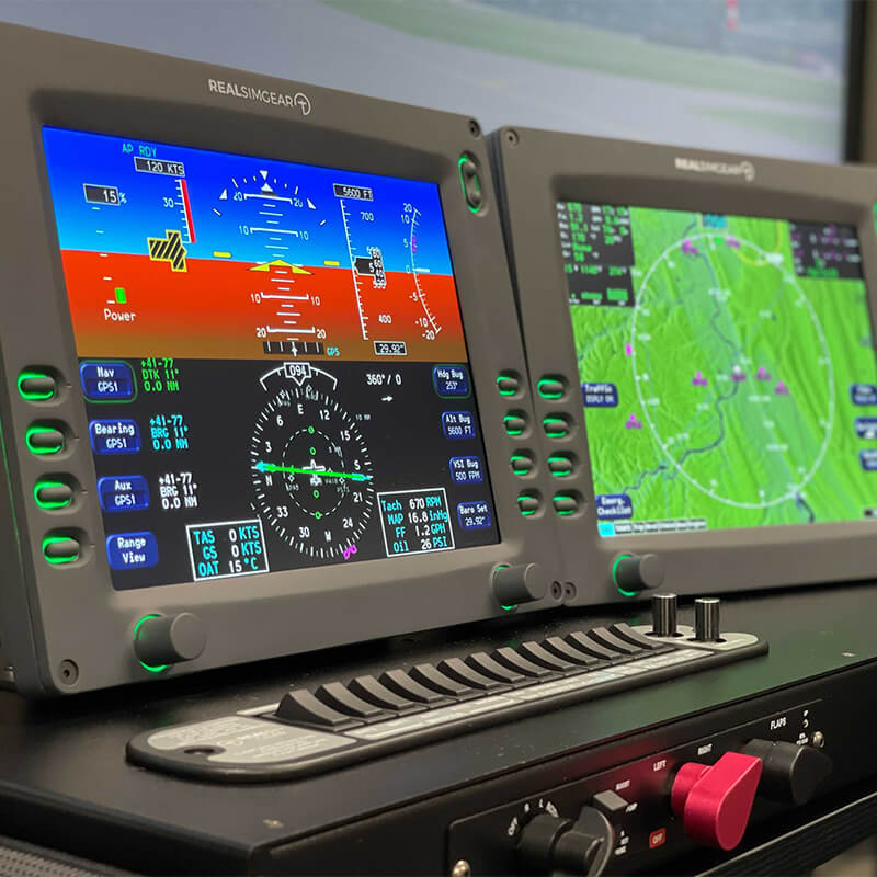 The RealSimGear Avidyne Entegra PFD/MFD Module is a high quality replica of the Entegra PFD/MFD found in many early model G1/G2 Cirrus SR20 and SR22 aircraft.