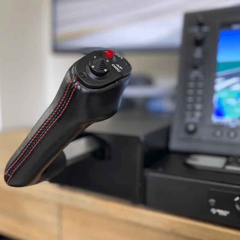 RealSimGear Cirrus Side Stick Yoke: Authentic flight sim controller for Cirrus aircraft, featuring dual axis control loading and leather grip. Exact replica of Cirrus SR20/SR22 yoke with force feedback. Matches real aircraft travel, selectable control loading, electric trim, autopilot simulation. Compact design, hand-stitched leather handle. Perfect for pre-takeoff checklist practice.