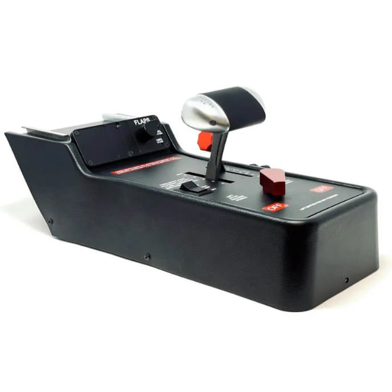 RealSimGear Cirrus Throttle Quadrant: Exact replica of Cirrus SR22 & SR20 aircraft throttle quadrant. CNC machined solid Aluminium throttle handle with TOGA button. Flaps handle with LED flap position indicators. Three-way rocker switch for fuel boost/prime pump. Fuel tank select lever for left/right/off position. Fits Cirrus Desktop Console or Perspective packages. Telescopic support leg (sold separately) for GCU stack attachment. Height adjustable, includes adapter plate.