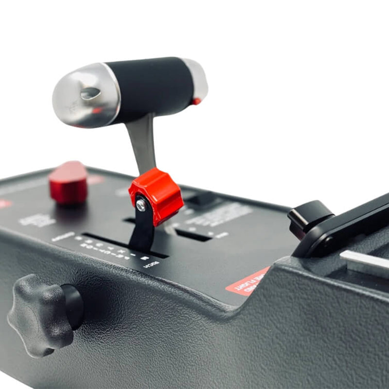 RealSimGear Cirrus Throttle Quadrant: Exact replica of Cirrus SR22 & SR20 aircraft throttle quadrant. CNC machined solid Aluminium throttle handle with TOGA button. Flaps handle with LED flap position indicators. Three-way rocker switch for fuel boost/prime pump. Fuel tank select lever for left/right/off position. Fits Cirrus Desktop Console or Perspective packages. Telescopic support leg (sold separately) for GCU stack attachment. Height adjustable, includes adapter plate.