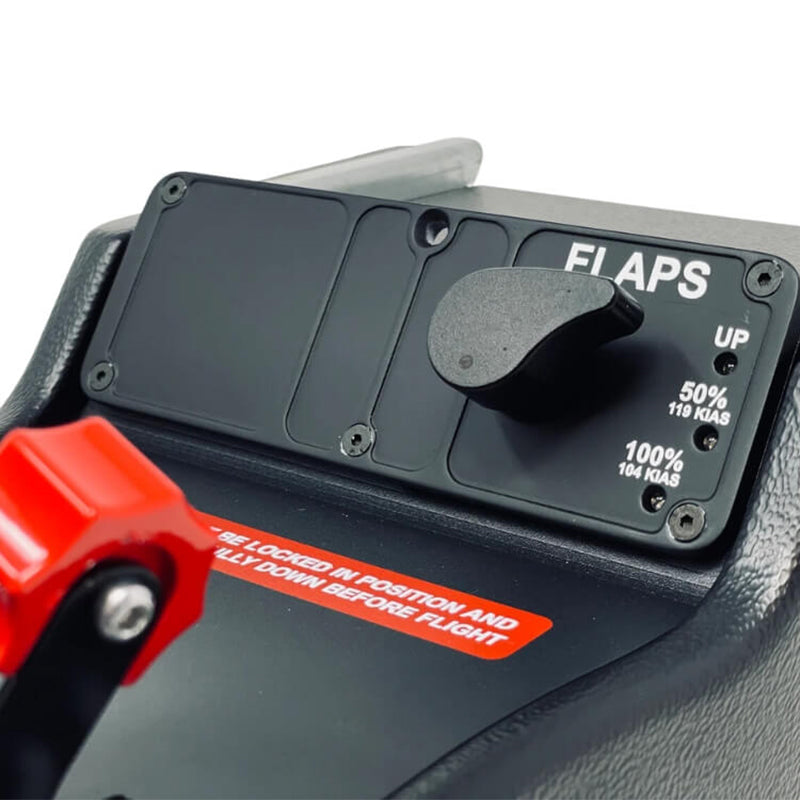 RealSimGear Cirrus Throttle Quadrant: Exact replica of Cirrus SR22 & SR20 aircraft throttle quadrant. CNC machined solid Aluminium throttle handle with TOGA button. Flaps handle with LED flap position indicators. Three-way rocker switch for fuel boost/prime pump. Fuel tank select lever for left/right/off position. Fits Cirrus Desktop Console or Perspective packages. Telescopic support leg (sold separately) for GCU stack attachment. Height adjustable, includes adapter plate.