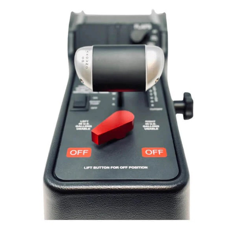 RealSimGear Cirrus Throttle Quadrant: Exact replica of Cirrus SR22 & SR20 aircraft throttle quadrant. CNC machined solid Aluminium throttle handle with TOGA button. Flaps handle with LED flap position indicators. Three-way rocker switch for fuel boost/prime pump. Fuel tank select lever for left/right/off position. Fits Cirrus Desktop Console or Perspective packages. Telescopic support leg (sold separately) for GCU stack attachment. Height adjustable, includes adapter plate.