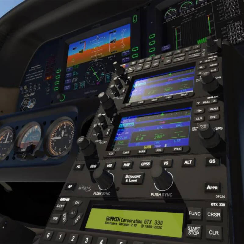 Exact replica of the Avidyne DFC90 autopilot for use with your flight simulator.  This product works especially well with the TorqueSim SR20 and SR22 Entegra edition aircraft where the DFC90 functions are acuratley modeled.  The DFC90 features ultra realistic, silicone rubber buttons that are rated to over 1 million cycles and feature multi color backlighting to match the operating mode of each button.  The unit connects to your PC with a single USB cable.