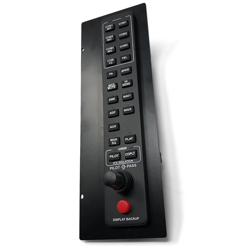Mounting bracket for adding the G1000 GMA audio panel to the RealSimGear G1000 PFD desktop stand. This enables the attachment of the GMA audio panel to the side of the PFD module, providing convenient access to the audio panel buttons.