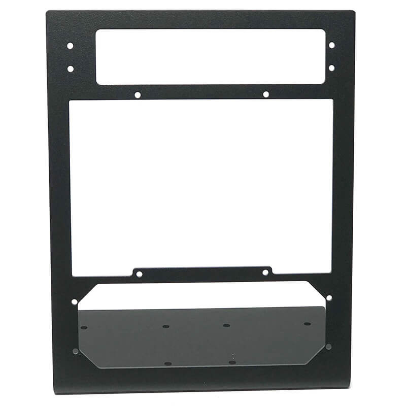 Multi desktop stand for the RealSimGear GNS430, GMA350, and GFC500. Crafted from 3mm stainless steel and finished with a matte black powder coat, this stand features rubber non-slip feet for added stability. It offers a secure, elevated mounting position for your devices, mirroring the installation found in most general aviation aircraft.