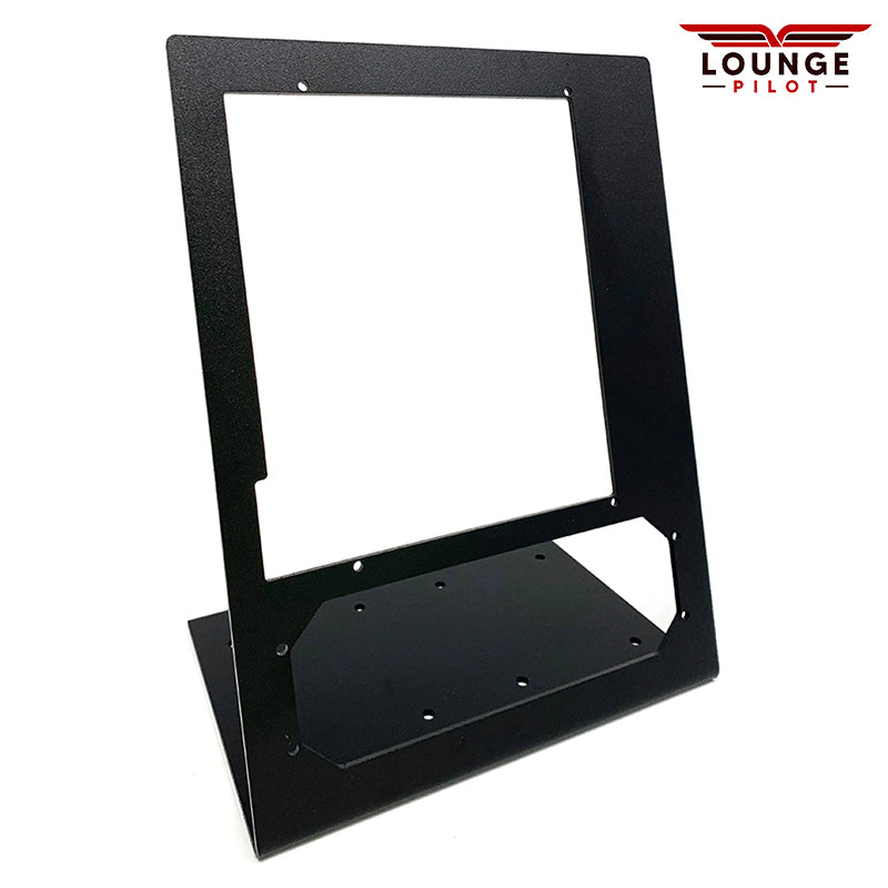This dual desktop stand is designed specifically for the RealSimGear GTN750 and GFC500 Autopilot. Constructed from 3mm steel and finished with a matte black powder coating, it features rubber non-slip feet and comes with mounting screws. The stand offers a stable, elevated mounting position for both devices, replicating the typical installation found in most general aviation aircraft.
