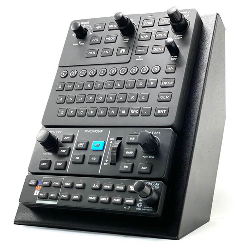 RealSimGear G1000 Suite with Cirrus Perspective Package: The ultimate Cirrus flight training system, featuring G1000 PFD and MFD, Perspective or Perspective+ Centre Console, GFC700 Autopilot panel, GMA350 Audio panel, and more. Compatible with X-Plane, P3D, and MSFS 2020. Fully assembled and pre-configured. Includes realistic buttons and knobs, simple USB connection, and desktop mounts. Easily integrates into existing panels.