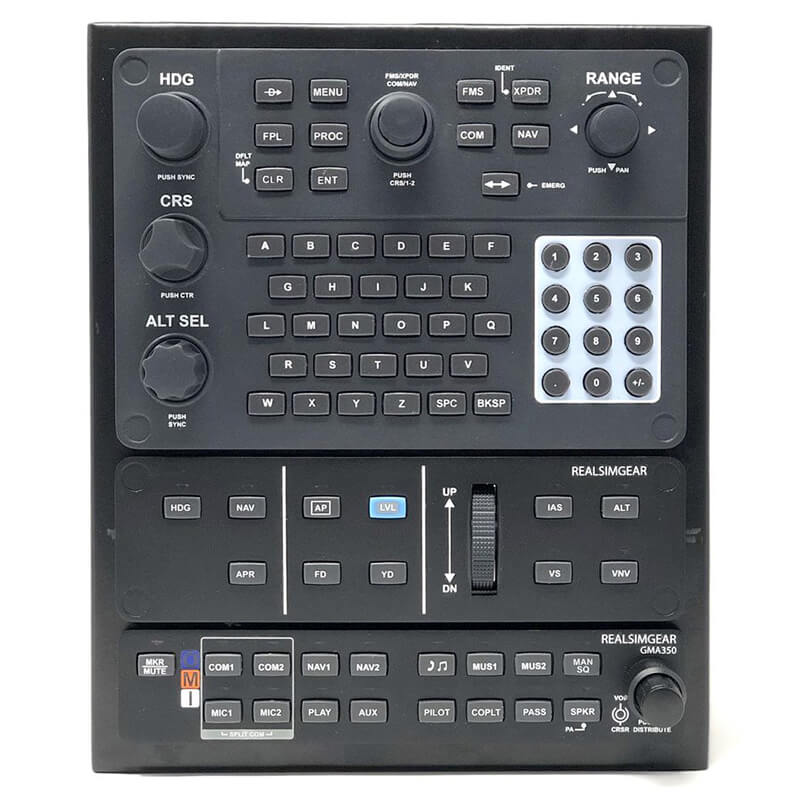 RealSimGear G1000 Suite with Cirrus Perspective Package: The ultimate Cirrus flight training system, featuring G1000 PFD and MFD, Perspective or Perspective+ Centre Console, GFC700 Autopilot panel, GMA350 Audio panel, and more. Compatible with X-Plane, P3D, and MSFS 2020. Fully assembled and pre-configured. Includes realistic buttons and knobs, simple USB connection, and desktop mounts. Easily integrates into existing panels.