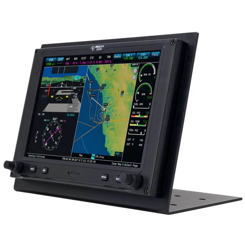 The RealSimGear G3X is an ultra realistic replica of the real Garmin G3X glass panel.  It features backlit rubber buttons with a very accurate tactile feel.  The high brightness screen has a wide view angle display with a built in capacitive touch screen.  The touch screen makes this product a great choice if you want to configure your simulator for a variety of different aircraft types.