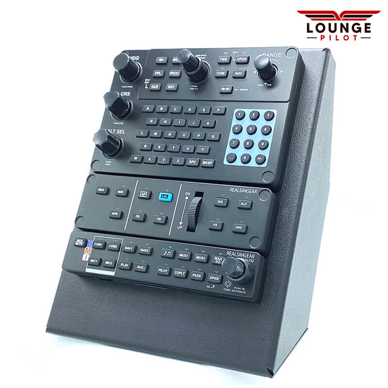 RealSimGear GCU Perspective Stack: Emulates Cirrus SR20/SR22 avionics. Compatible with X-Plane 11/12, P3D, partially with MSFS 2020. Includes GCU47X, autopilot, audio panel. Requires optional GCU Bracket Foot Plate. Steel enclosure mounts to RealSimGear FlightDeck plate or Cirrus Desktop Console. Desktop foot sold separately.