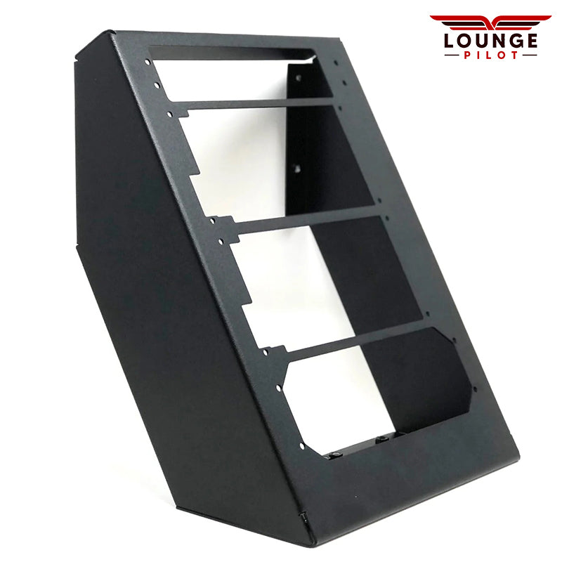 This bracket is designed to securely mount the RealSimGear components: GMA350 Audio Panel, Dual GTN650, and GFC500 Autopilot.