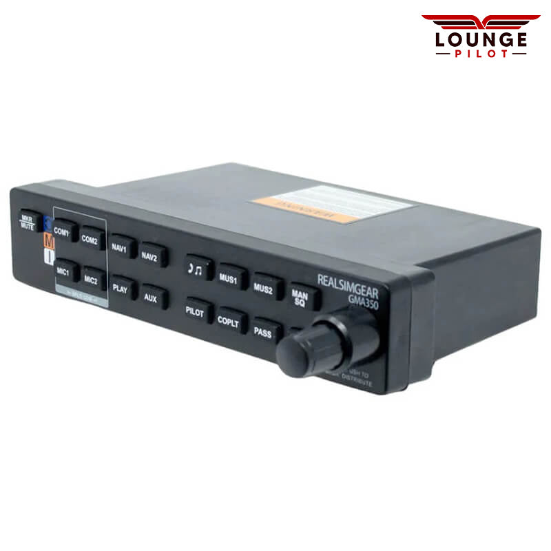 The RealSimGear GMA350 Audio Panel allows you to control which COM or NAV radio source is heard while flying. This unit significantly increases the level of realism when using virtual Air Traffic Control services such as PilotEdge.