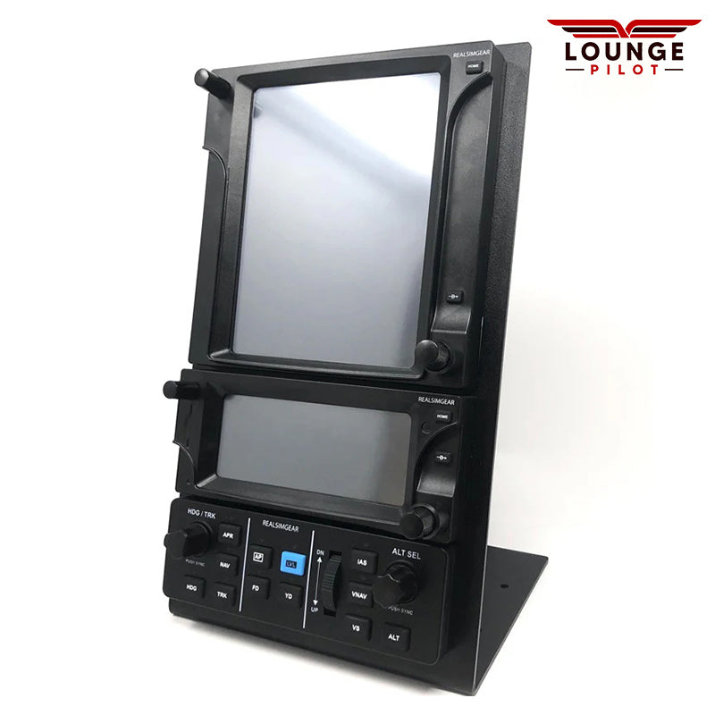 RealSimGear bundle: GTN750, GTN650, GFC500 autopilot, and stand. Ideal for home simulators. Includes transponder and audio control. Perfect for instrument flying practice. Compatible with virtual ATC. Features LCD screen and tactile controls. Easy comm radio frequency changes. Desktop or panel mount. Compatible with X-Plane 11, P3D v3 & v4, and FSX Steam Edition. Dimensions: 158mm x 160mm.