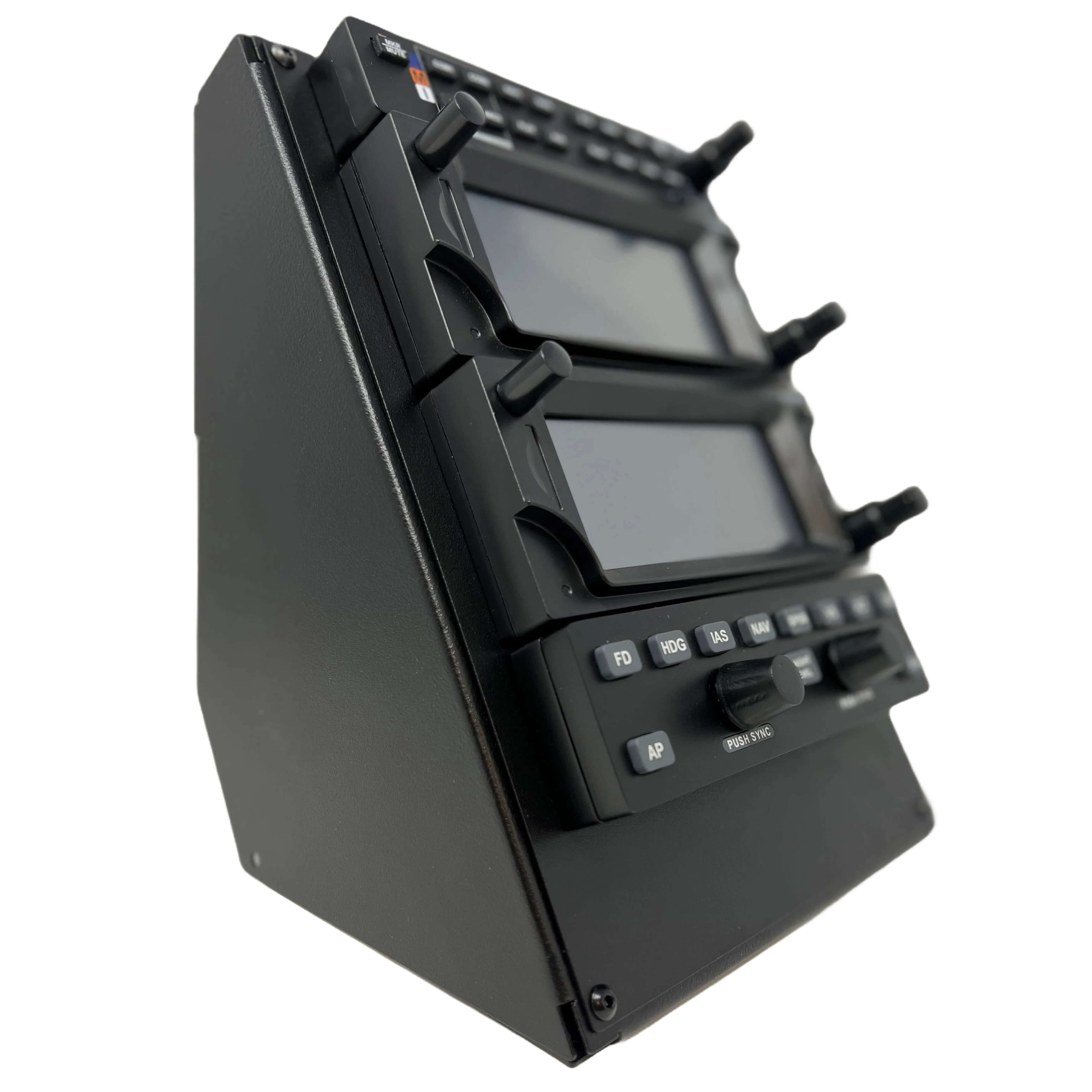 RealSimGear Modular GCU Stack: Versatile base chassis supports various avionics configurations. Interchangeable faceplate for customisation. Features built-in mounting brackets for RealSimGear 7 Port USB Hub. Expand connectivity with USB3 to HDMI adapter. Compatible with diverse flight simulator setups.