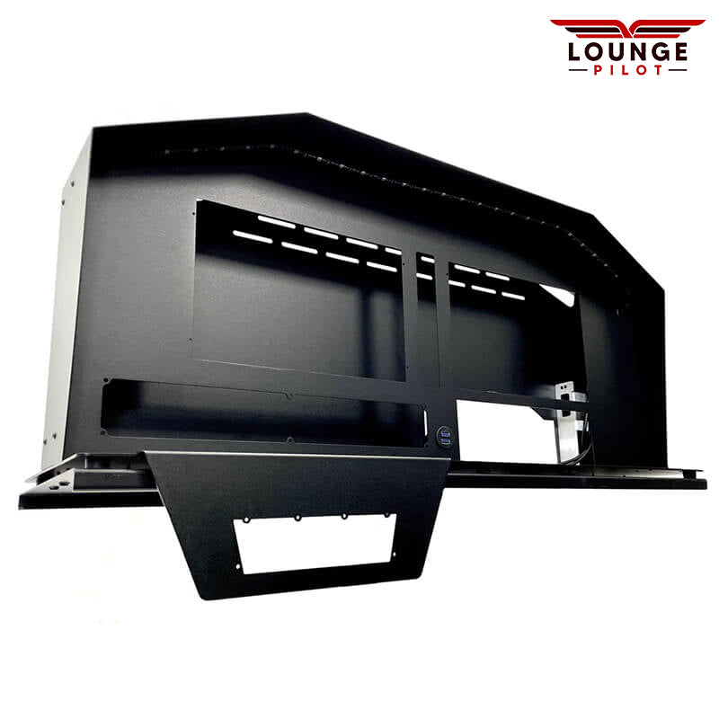  The RealSimGear Modular Panel System offers a stable, fully enclosed base for flight sim avionics without desk clamps. It includes a USB hub, power cables, and a USB to HDMI adapter, needing just one USB3 and power connection. The front panel is swappable with options like G1000, TBM, and custom layouts. A front-mounted power switch, RGB LED lighting, and dual USB socket provide easy power control, device connections, and iPad charging when using ForeFlight.