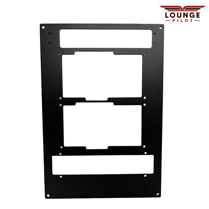 Introducing a two-part modular GCU stack system, featuring the RealSimGear GCU Chassis complemented by this mounting faceplate. Designed to seamlessly accommodate the RealSimGear GMA350, paired with dual GNS430 units and the DFC90, this faceplate offers optimal compatibility and functionality for your simulation setup.