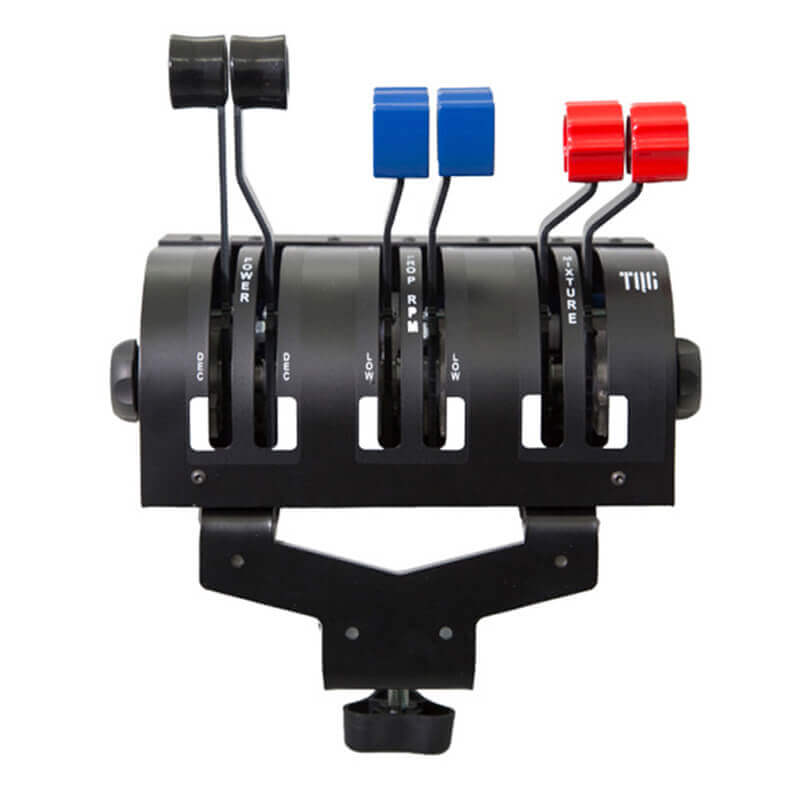 Introducing the VirtualFly TQ6 Plus Throttle for Flight Simulation. Essential features like controllable reverse thrust, propeller feathering, and cut-off mixture functions ensure precise control. Adjustable traveling touch-on levers enhance responsiveness. Hall effect magnetic sensors promise durability. Compatible with MSFS, P3D, X-Plane. All-metal construction, USB connectivity. Effort adjustment for fine-tuning sensitivity. Dimensions: Length: 125.4 mm, Width: 226 mm, Height: 172.5 mm.