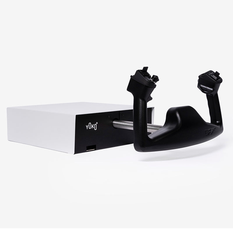 YOKO Plus Yoke: Enhanced version of the renowned YOKO yoke for flight simulation. Features 144mm travelling shaft, VirtualFly Linear Guide System for precise pitch control. Integrated 8-way Hat Switch for mid-flight view adjustments. Hall Effect Contactless Sensors for smooth pitch and roll operation. Durable metal construction for lifelong reliability. Certified by US Federal Aviation Administration (FAA) for training devices.