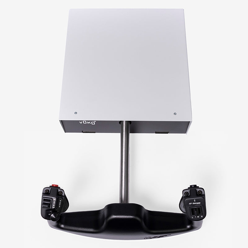YOKO Plus Yoke: Enhanced version of the renowned YOKO yoke for flight simulation. Features 144mm travelling shaft, VirtualFly Linear Guide System for precise pitch control. Integrated 8-way Hat Switch for mid-flight view adjustments. Hall Effect Contactless Sensors for smooth pitch and roll operation. Durable metal construction for lifelong reliability. Certified by US Federal Aviation Administration (FAA) for training devices.